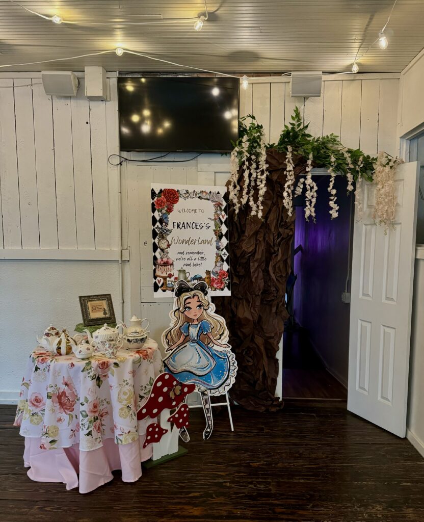 alice in wonderland, down the rabbit hole, tea party, austin event venue, austin wedding venue, cheap wedding venue, cheap venue, affordable, budget, dripping springs, texas hill country, austin's best wedding venues, microweddings, elopements