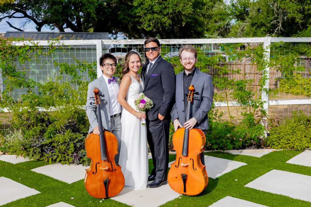 
It wouldn't be a violinist's wedding if there weren't live musicians! They provided the perfect ambiance for the ceremony and start of the reception. 

austin wedding venue, wedding reception specialist