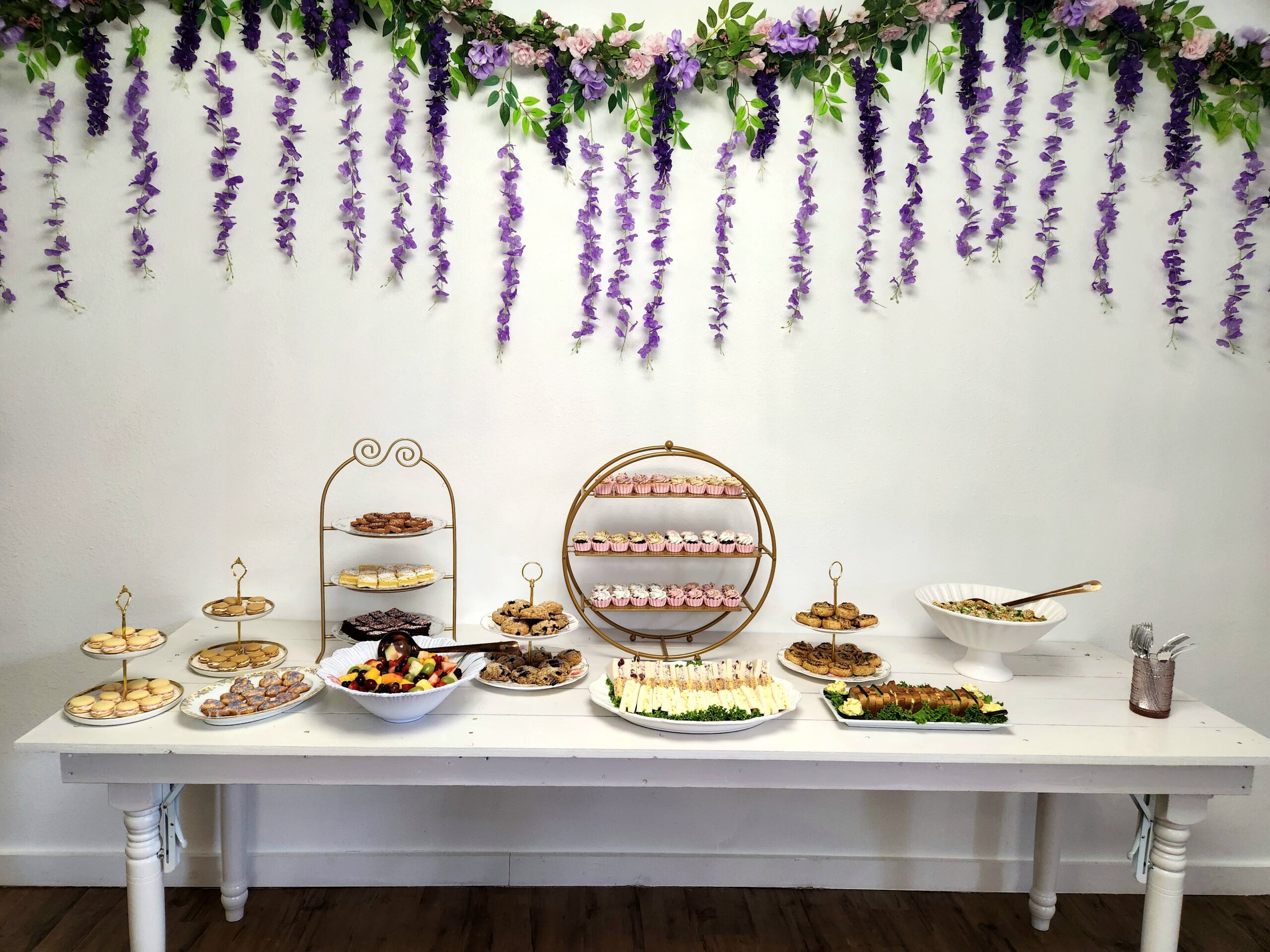 tea style buffet setup for a bridal wedding shower, austin wedding venue, cheap rehearsal dinner venue, austin tea room, tea party, austin tea party