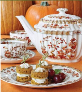 Fall tea with pumpkins, macarons, tea menu, fall flavors, high tea, rose haven, tea room at rose haven