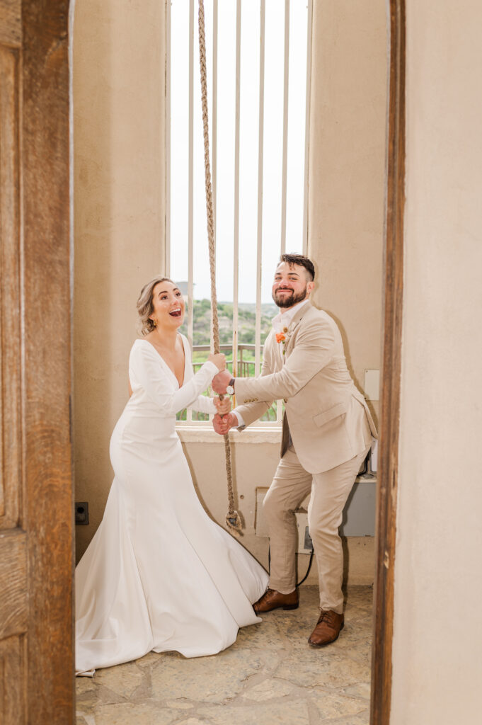 Ringing the Chapel Bell at Chapel Dulcinea, free cheap austin wedding chapel, austin wedding venue, dripping springs wedding chapel, austin bride, dripping springs bride