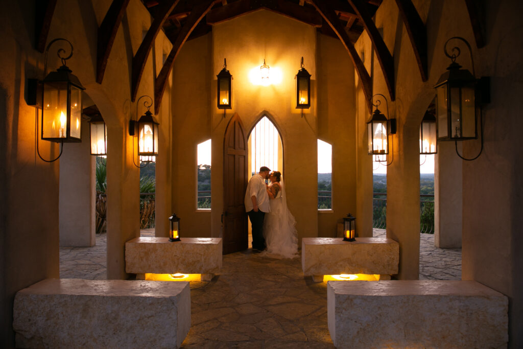 Chapel Dulcinea gas lamps at dusk in the evening, Austin Wedding Chapel, Free Wedding Chapel, Texas Hill Country Wedding Chapel, Austin Wedding Venue, Austin Bride, Austin wedding reception, Hill Country chapel, Hill Country wedding venue, Dripping Springs Wedding Venue